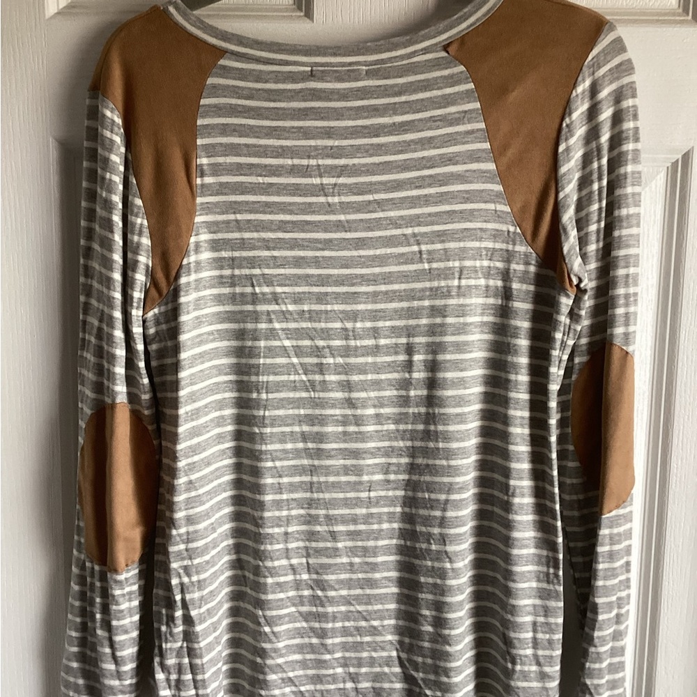 Gray and Tan Striped Long Sleeve Top nwt - Picture 8 of 8